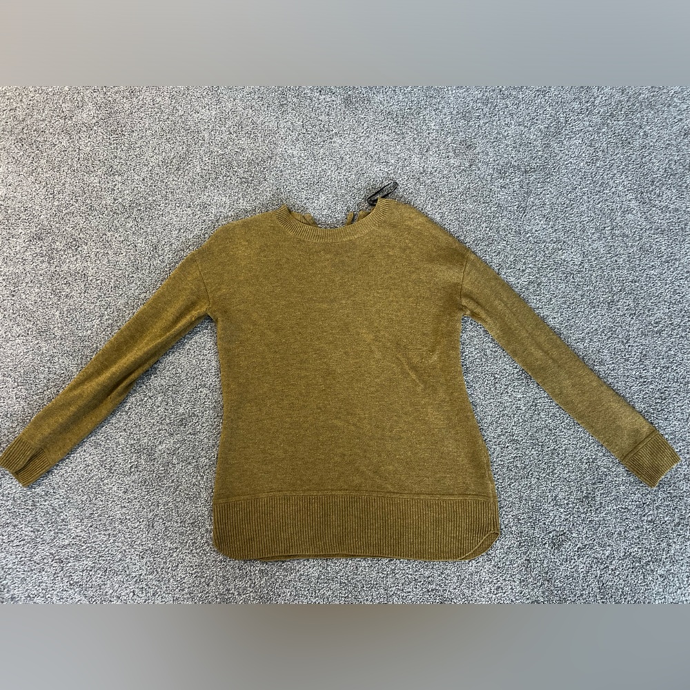 H&M Women’s Crew Neck Sweater Brown/Olive Zip Back Extra Small